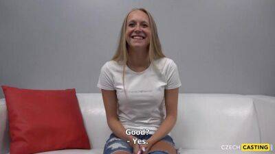 Casting of 20 yrs aged young blonde goes slippery - sunporno.com - Czech Republic